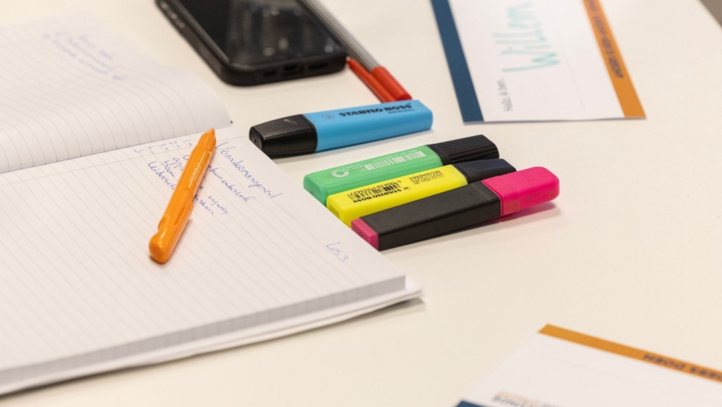 Schrift met aantekeningen bij les Verandermanagement